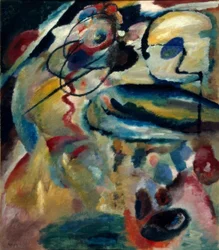 Eerste abstracte schilderij met cirkel